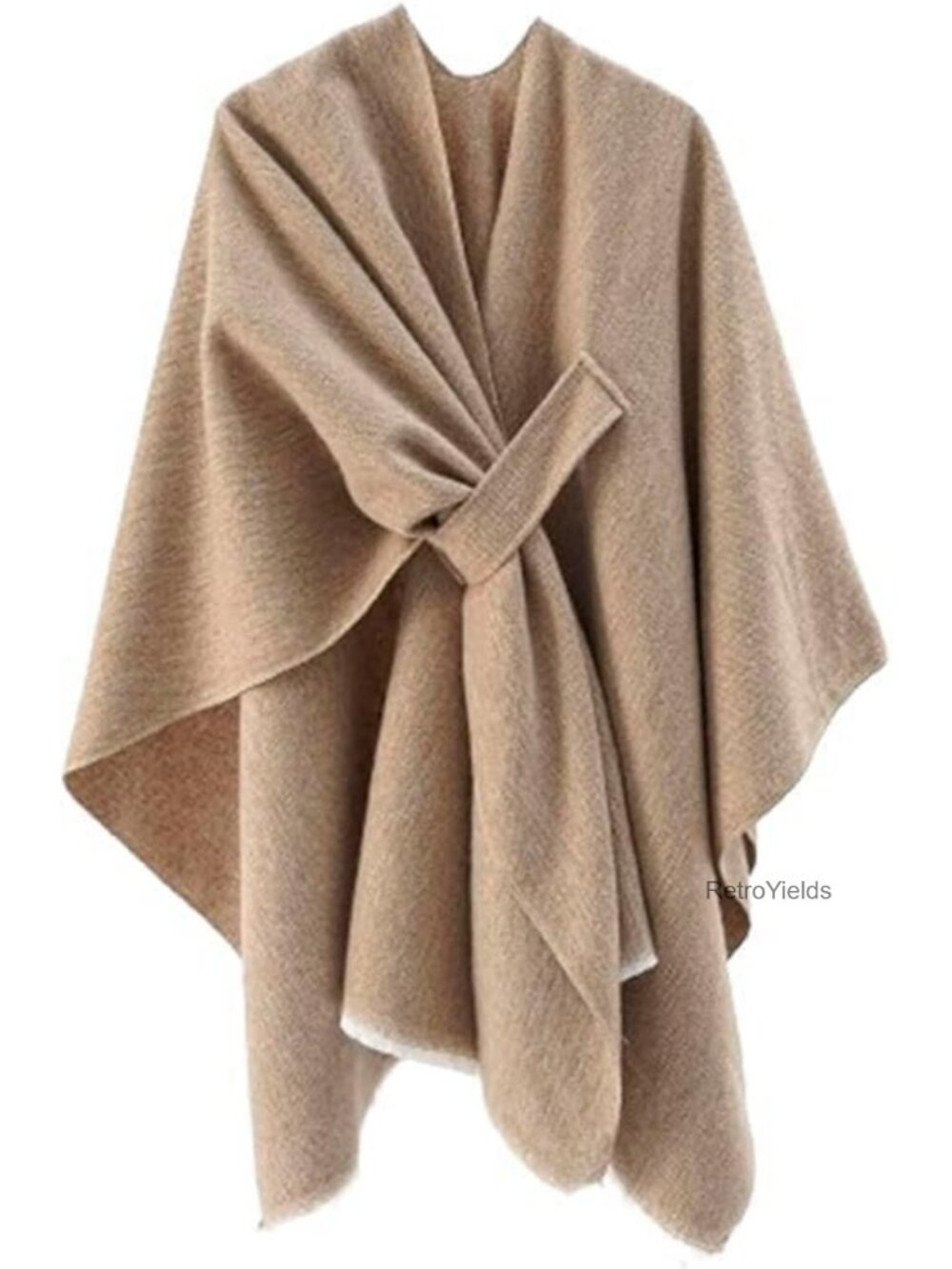 Knitted Shawl Wrap Poncho Open Front Cardigan Blanket Cape